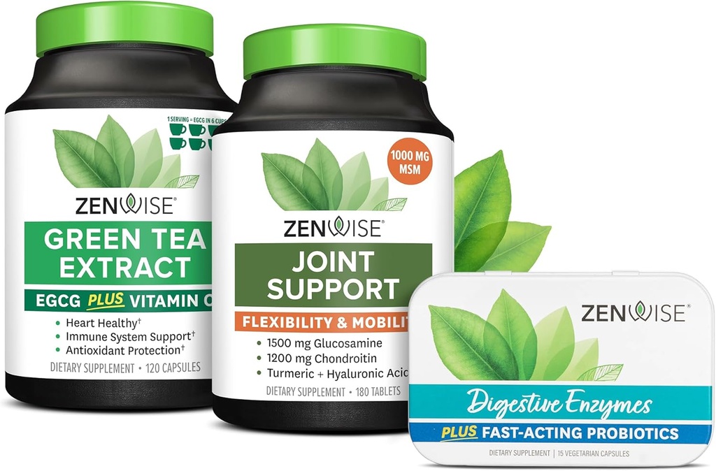 Zenwise Health Green Tea Extract, Gabungan Dukungan, Free Travel Ukuran Enzymes