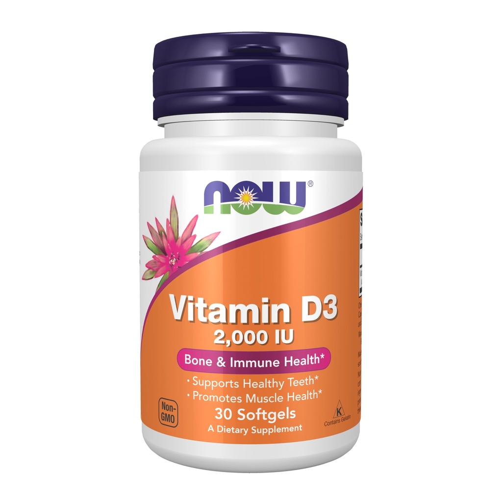 Sekarang Suplemen Makanan, Vitamin D- 3 2.000 IU, Potensi Tinggi, Dukungan Struktural *, 30 Softgels