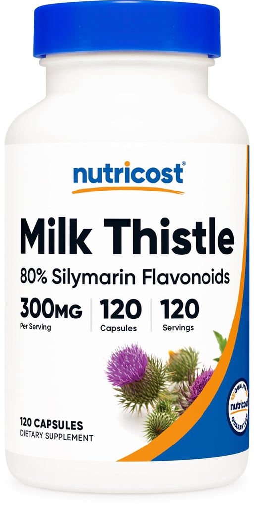 Nutricost Milk Thistle Capsules 300mg, 120 Capsules (80% Silymarin) - Gluten- Free & Non- GMO
