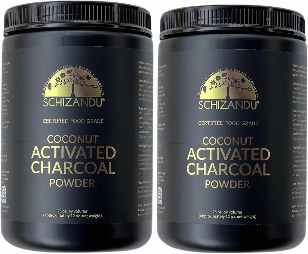 Bubuk Arang Organik Mengaktifkan Arang Natural, Vegan, Organik, GMO Gratis - Large Bottle 25 oz Powder - 2pack