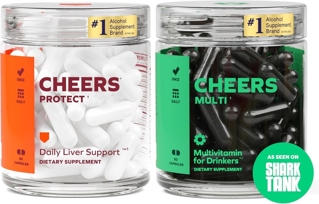 Sorakan Daily Combo 124; Lindungi + Multi 124; Suplemen harian untuk Drinkers untuk Mendukung Kesehatan Hati & Pemulihan Kehilangan Vitamin 124; 30 Doses Setiap Kololi, Betaine, Niasin, B-Vitamin, L-Cysteine, DHM