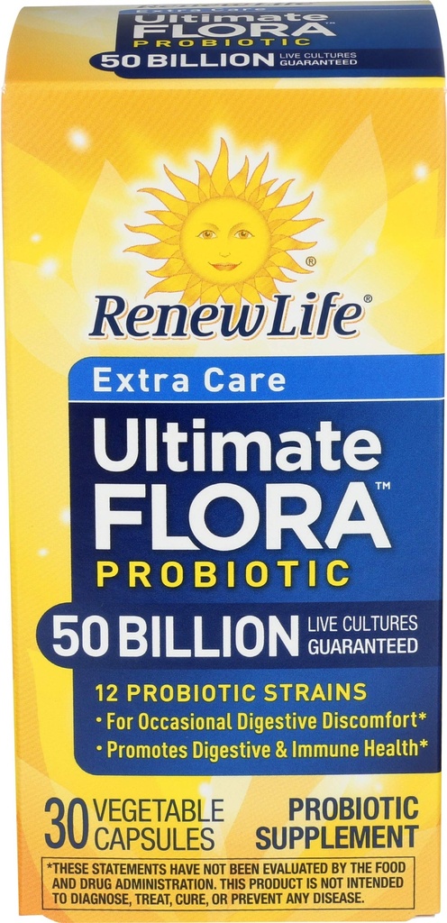Renew Life Care Digetical Probiotic Capsules, 50 Billion CFU Dijamin, Support Daily Support Imune, Digetical Health (1), L. Rhamnosus GG, Dairy, Soy dan Gluten- Free, 30 Count
