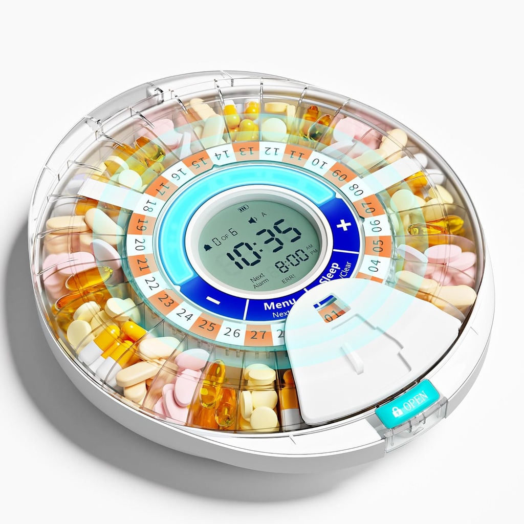 Upgraded Automatic Pill Dispenser for Elderly with Alarm: Smart Pill Dispenser Machine with 28- Slot, Mix-Proof Tech & XL LCD, Enhanced Durability for Daily Medicine Management