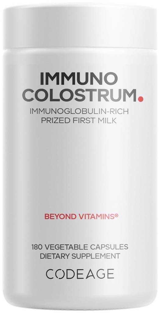 Codeage Colostrum Supplement, Grass- Fed Colostrum - Prized First Milk - Grass- Selesai, Freeze- Dry - Vitamin, Immunoglobulins, Growth Factors - Non-GMO, Gluten- Free - 180 Capsules