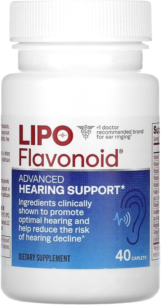 Lipo Flavonoid Advanced Hearing Supplement Daily - Membantu Reduce Risk of Hearing Deline & Promotmal Optimal Hearing - 40 Caplets