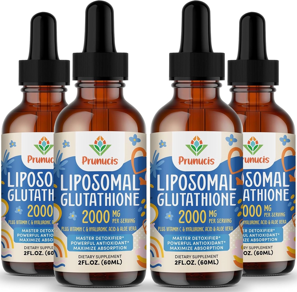 2000MG Lipomal Glutathione Liquid, 98% Absorpsi, Aktif Formulir L- Glutathione Suplemen, Vegan Friendly, Powerful Antioksidant Complex for Immune System, Aging Detox, 8 FL.OZ