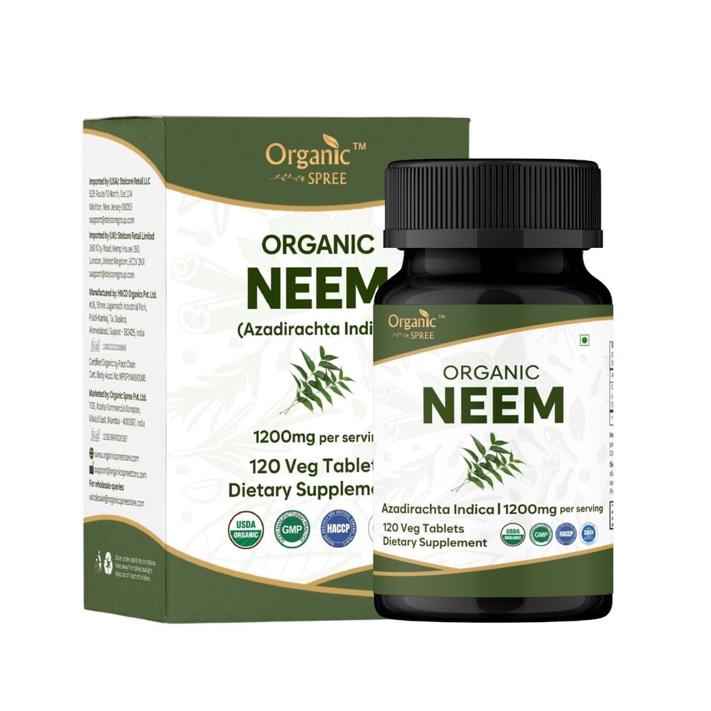 Neem 120 Tablets 134; Azadirachta Indica (Neem) 124; USDA Organik Disertifikasi 124; Sehat Skin dan Detox 124; Tambahan Diet - 120tab