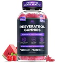EFFECTIVE NUTRA Resveratrol Gummies 1500mg: 124; Sugar- Free Sugar- Free Tambahan Antioxidant, Imunity, Heart Health, dan Fungsi Otak 124; 45- Day Suvor, Dibuat di AS (90 Count)
