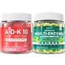 Enzymes Gummies 1000mg Chewable - Break Down Food Quickly, 90 Milion CFU, Probiotic, Postbiotic, Prebiotic & Fiber Blend & Vitamin ADK Gummies + Calcium Magnesium Zinc Suplemen
