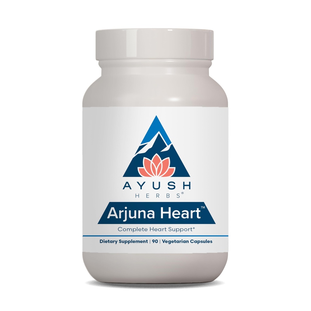 Ayush Herbs Arjuna Heart, Suplemen Herbal untuk Dukungan Jantung, Katup Hati Perlindungan Untuk Pria dan Wanita, 90 Vegetarian Kasules
