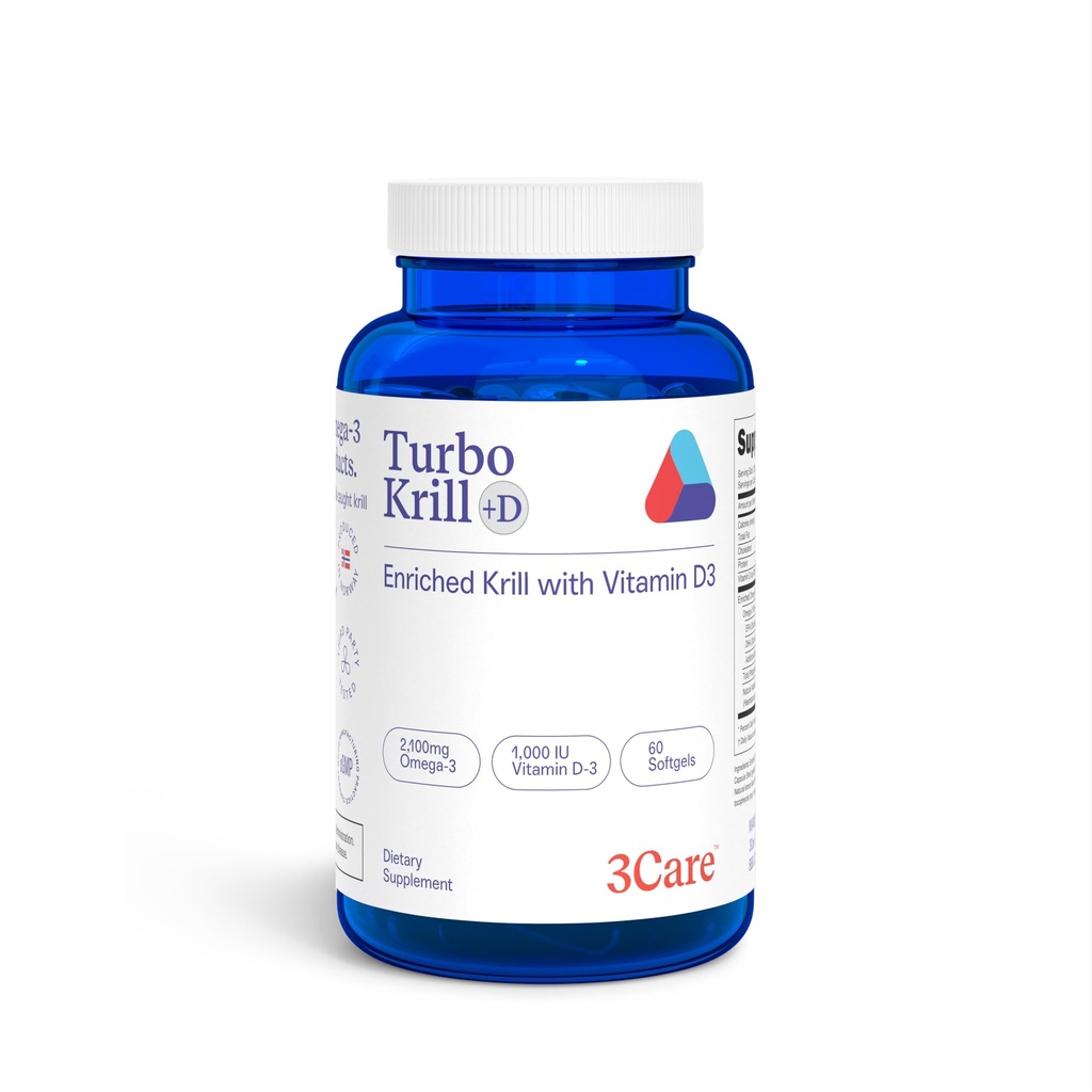 Turbo Krill 2100mg [Konsentrasi Tinggi] Krill Oil Plus 600 IU Vitamin D Omega 3 Tambahan 60 Count Softgels