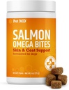 Pet MD Salmon Omega Bites for Dogs - Skin and Coat Suplement with Omega 3 & 6 for Dogs Plus DHA & EPA