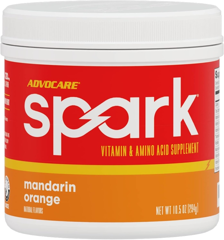 AdvoCare Spark - Energy Drink Mix - Vitamin & Acid Aid Amino - Mendukung Energi & Fokus - Dukungan Imune Portabel - Sugar- Free - Mandarin Orange (10.5 oz)