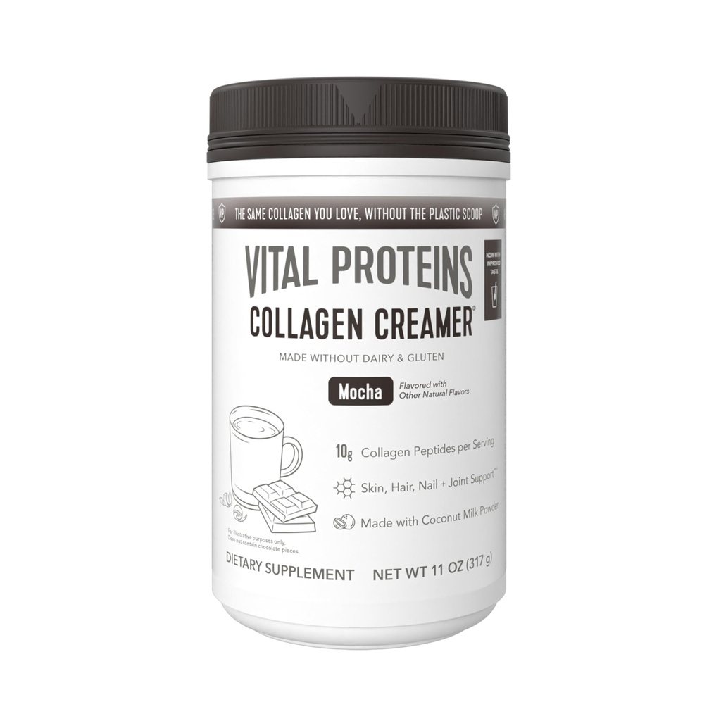 Protein Vital Collagen Peptides Powder - Mocha Coffee Creamer untuk Rambut, Skin & Nails Dukungan, 11.2 Oz
