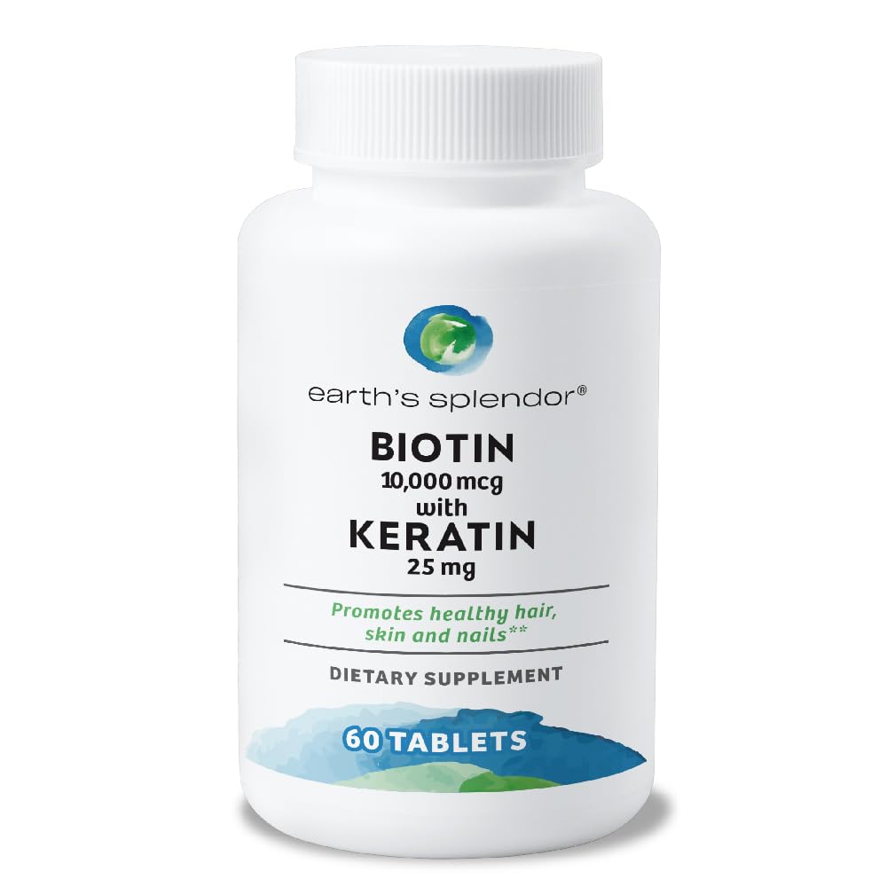 Bumi Splendor Biotin 10.000 mcg + Keratin 25mg, Promotes Healthy Hair, Kuat Nails dan Skin Dukungan, 60- Day Supply