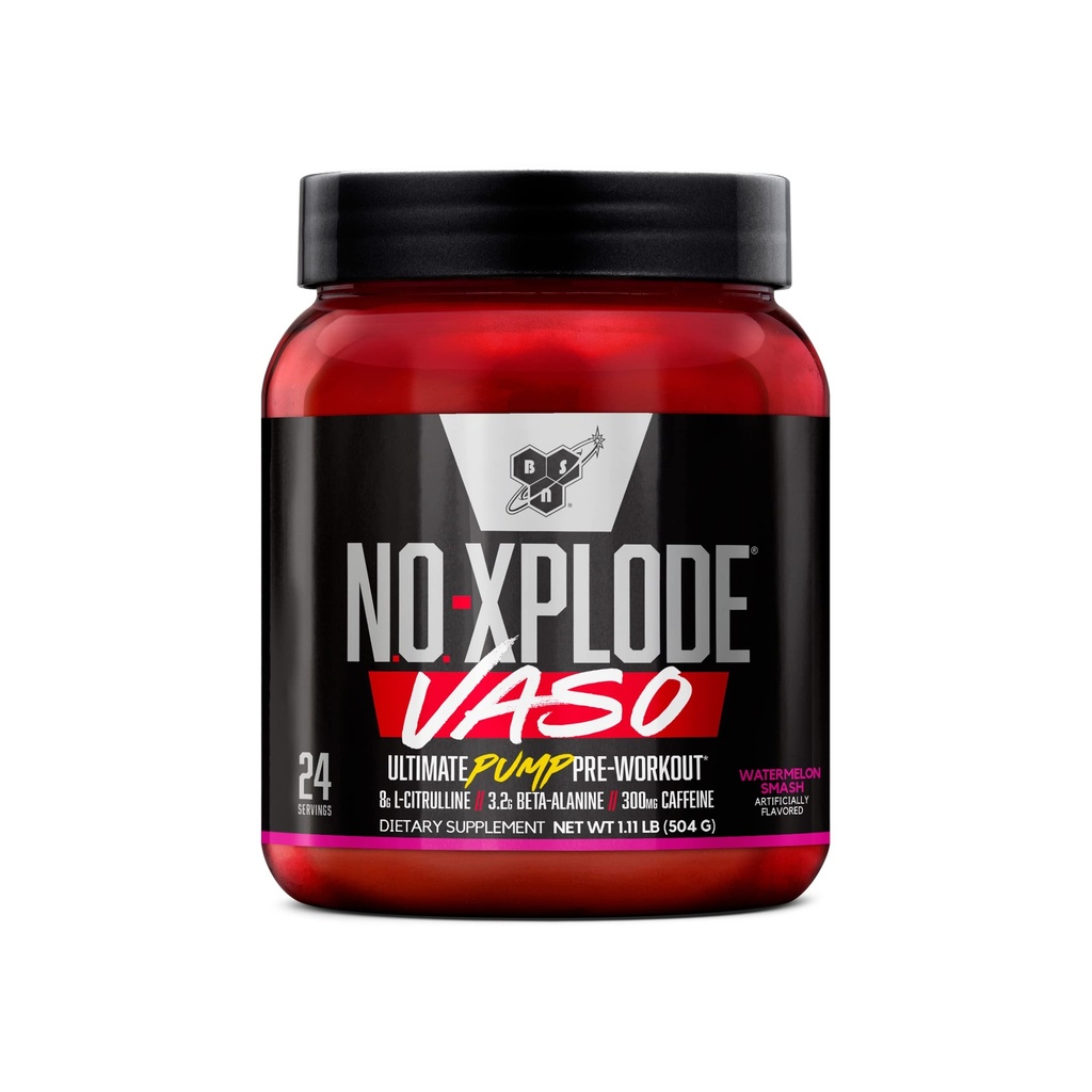 BSN N.O.-XPLODE Vaso Pre Workout Powder dengan 8g dari L- Citrulline dan 3.2g Beta- Alanine dan Energy, Flavor: Watermelon Smash, 24 hamba