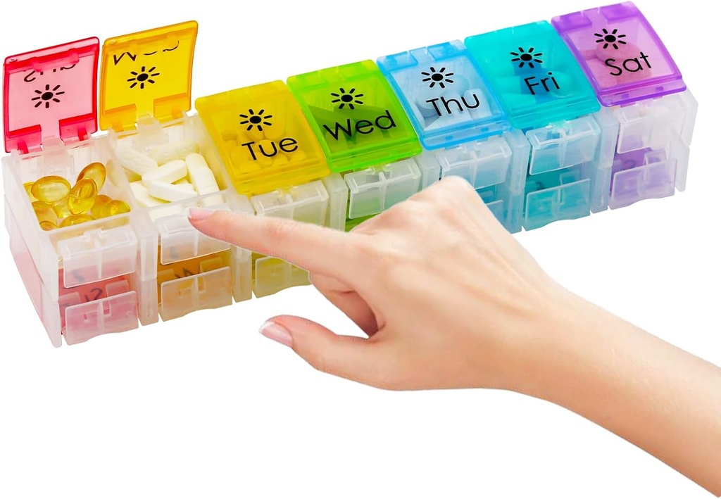 Large Pill Organizer 7 Day dengan Spring- Open Desig- Weekly Pill Organizer 2 Kali sehari dengan AM PM Big Comparts Pill Box untuk Kontainer Pill Holder untuk Vitamin Medicine Organizer