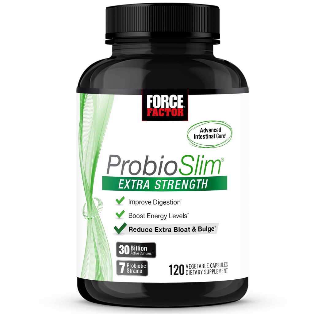 FORCE FacTOR ProbioSlim Ekstra Kekuatan Progres untuk Perempuan dan Pria dengan 30 Miliar CFUs of Progories for Digetical Health, Bloating Relief, dan Gut Kesehatan, dengan Prebiotic Fiber, 120 Capsules