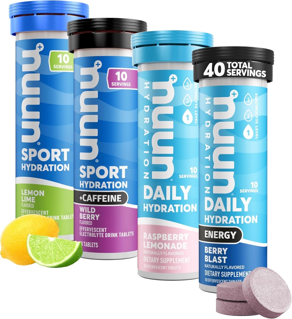 Nuun Hydration Electrolite Tablets - Dissolable in Water, Complete Pack 124; 5 EstiveElectrolites for Hidration 1g Sugar Drink Mix 124; Vegan, Non- GMO 124; 4 Pack (40 Total Servis)