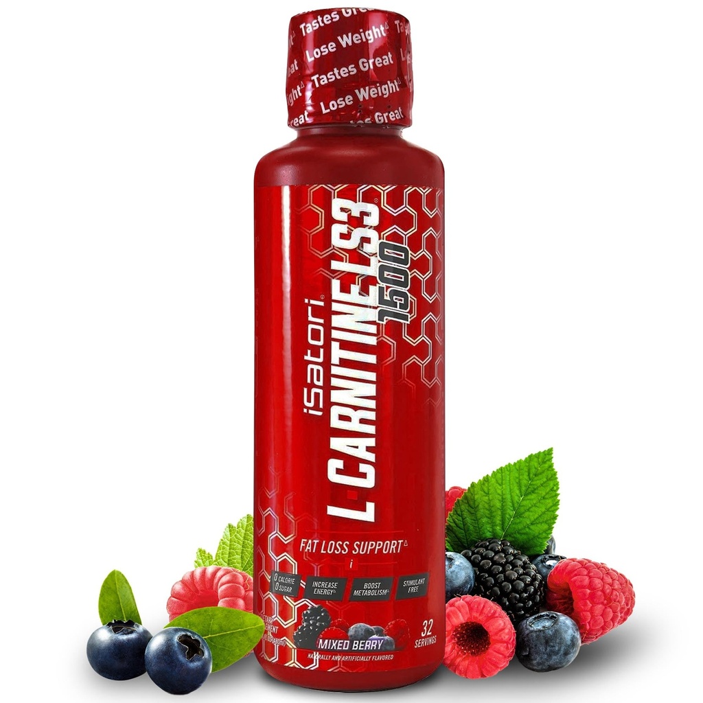 iSatori L-Carnitine LS3, Triple- Blend Liquid L Carnitine Suplement, with Acetyl & Tartrat, Stimulant Free, Low Calories, Sugar & Gluten Free, Keto- Friendly, Mixed Berry Flavor (32 hamba)
