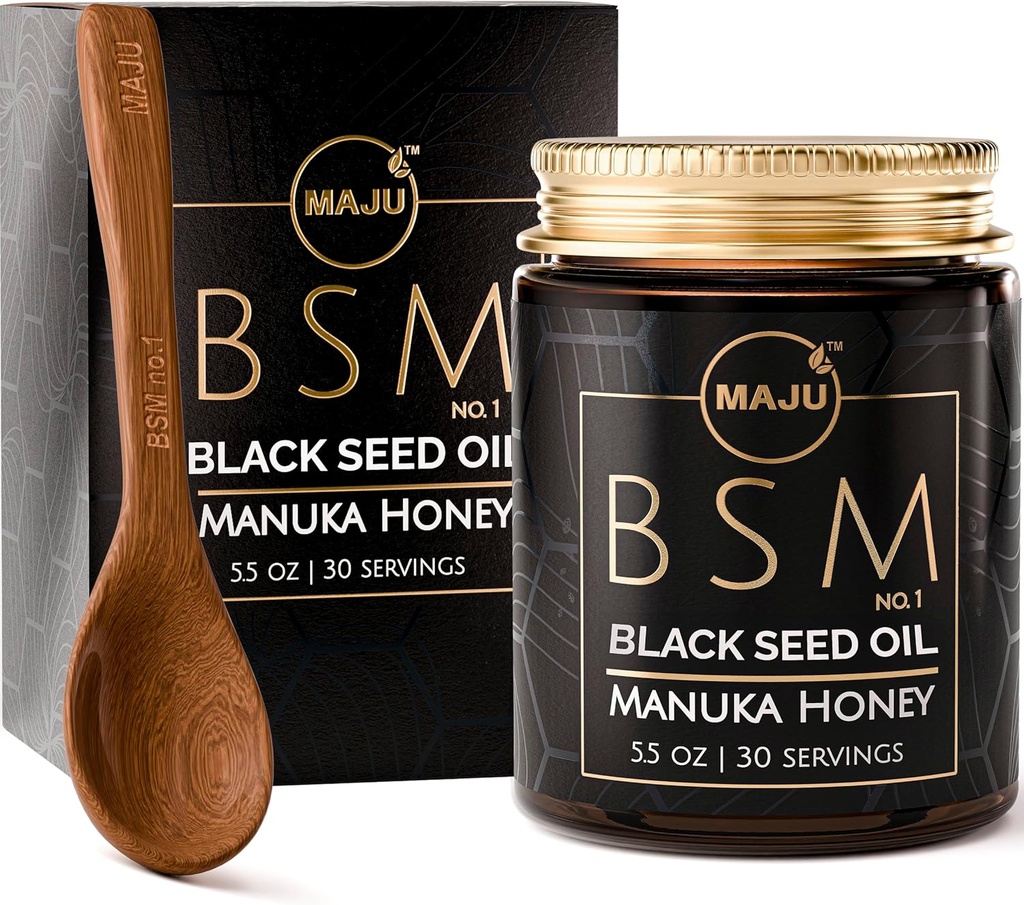 3-1 Minyak Benih Hitam, Manuka Honey & Seeds (Gaya Tradisional) BSM no. 1, Sweet & Crunchy Herbal Blend, Nigella Sativa Oil dan Benih, Unpasteurized & Raw Monofsloral Manuka Honey Selandia Baru