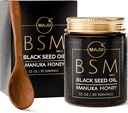 3-1 Minyak Benih Hitam, Manuka Honey & Seeds (Gaya Tradisional) BSM no. 1, Sweet & Crunchy Herbal Blend, Nigella Sativa Oil dan Benih, Unpasteurized & Raw Monofsloral Manuka Honey Selandia Baru