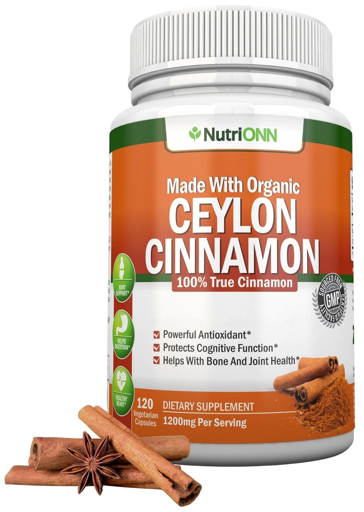 Cinnamon Ceylon Organik 1200 mg 124; 120 Vegan Capsules 124; Cinnamomum asli Verum dari Sri Lanka 124; Non-GMO, Test Lab Partai Ketiga, Low Coumarin, GMP Disertifikasi