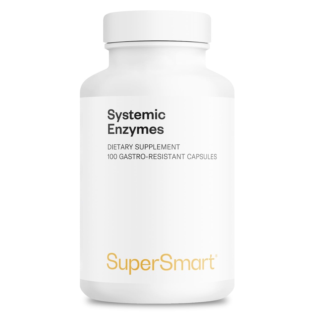 Supersmart Systemic Enzymes (High Potency) - dengan Bromelain, Protease, Lipase, Trypsin, Chymotrysin, Peptidase, Pankreat - Protolymes Enzymes Complex 124; Non - GMO & Gluten Free - 100 DR Capsules