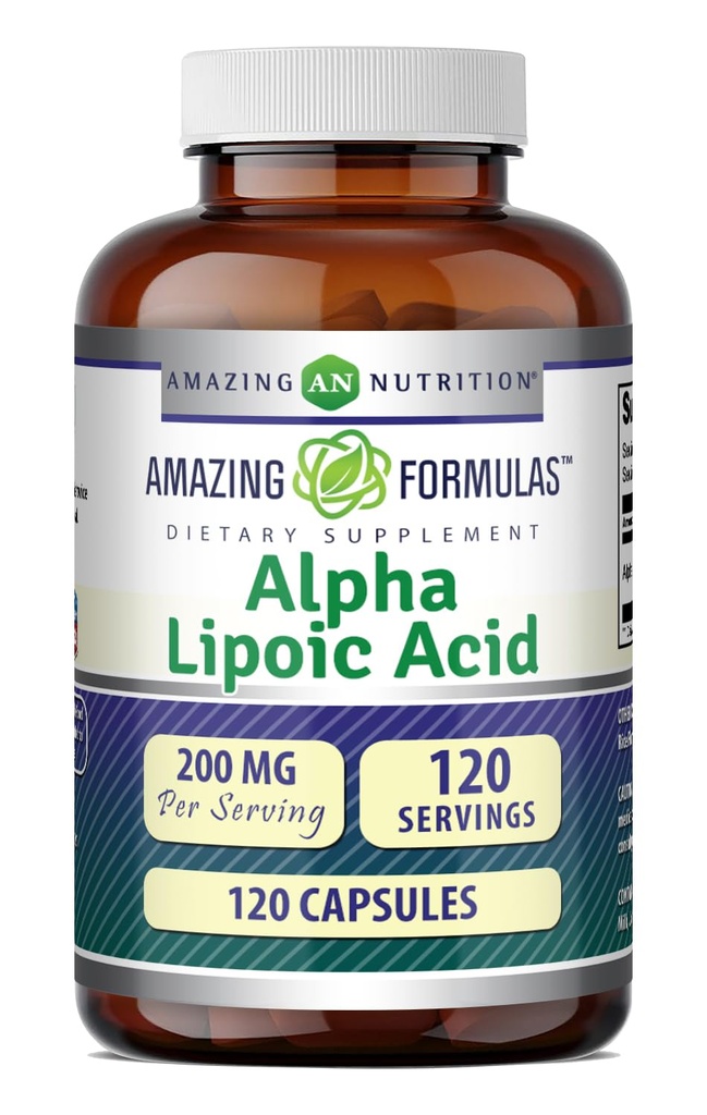 Amazing Formula Alpha Lipoic Acid 124; 200 Mg Amino Acilement (1 Pack 124; No-GMO 124; Gluten- Free 124; Made in USA (1 Pack 124; 120 Count)