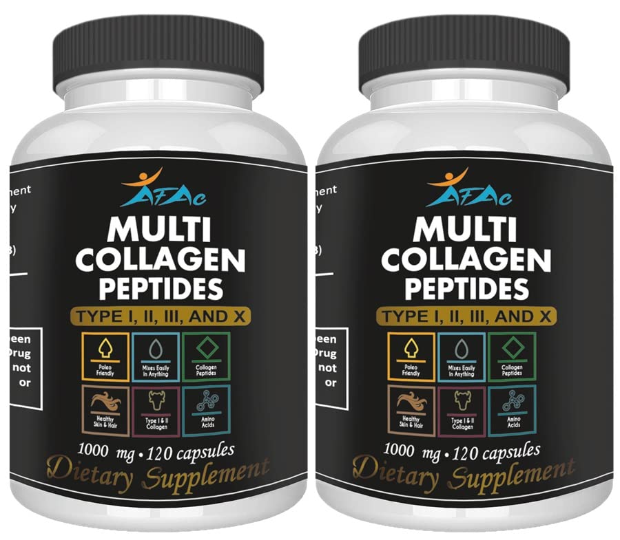 VITAMISAN 2-Pack Multi Collagen Plus Pills (Tipe I, II, III, X) untuk Anti- Aging, Hair, Skin, Nails dan Dukungan Gabungan, 80 Hari Supply 240 Capsules