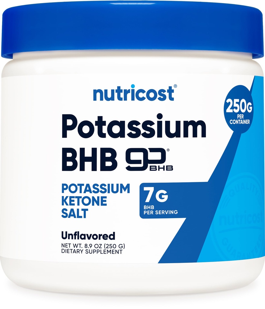 Nutricost Potasium BHB Salts, Exogen Keton Suplemen, 6.4g Beta- Hydroxybutyrate Per Serving, 250 Grams