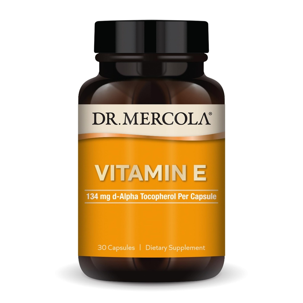 Dr. Mercola Vitamin E - Support Heally Skin & Antioksidant Status - Tocosherol dan Tocotrienol Blend - Non-GMO, Gluten- Free & Soy- 30 Capsules (30 Pelayan)