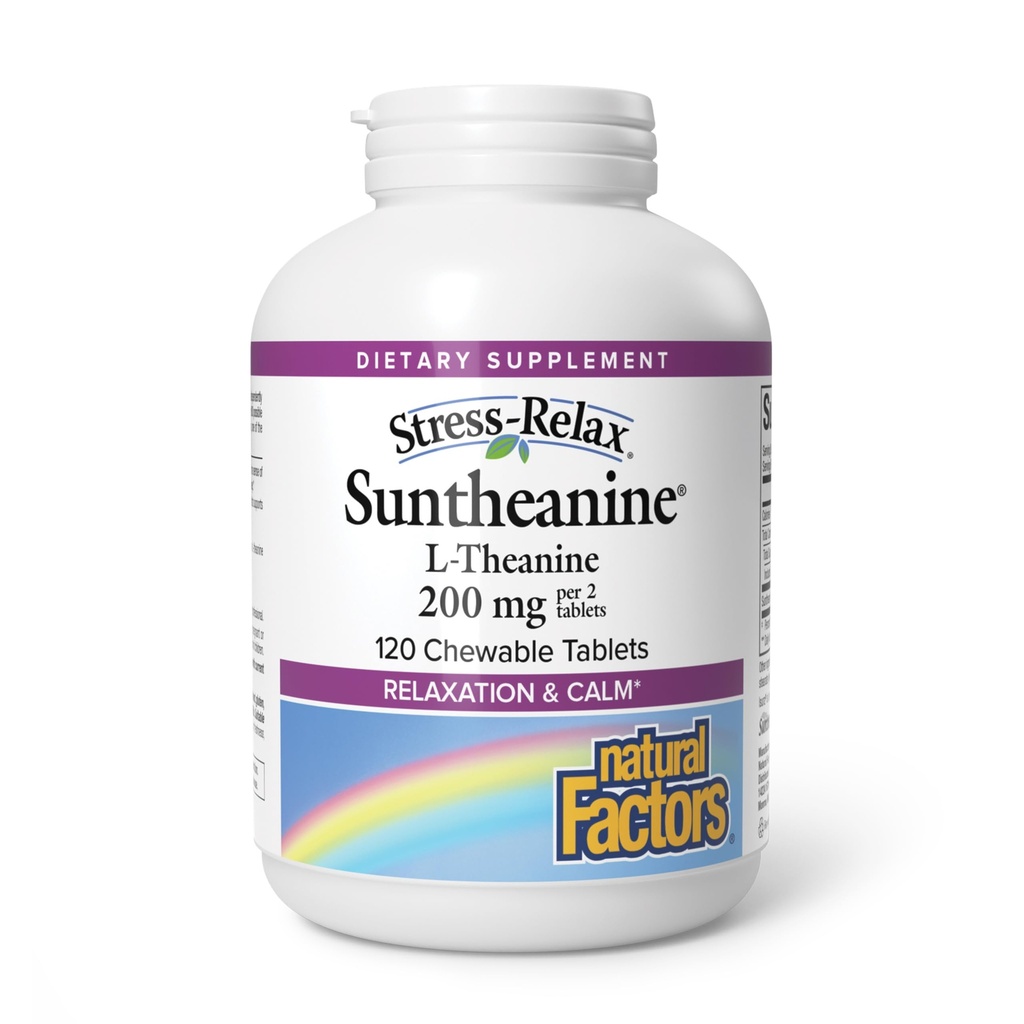 Faktor Alam Suntheanine L- Theanine 100 mg - Suplemen Kesehatan untuk Calm Outlook - L- Theanine Supports Relaxing Sleep & Aids Against Drowsiness - 120 Chewable Tablet (60 Pelayan)