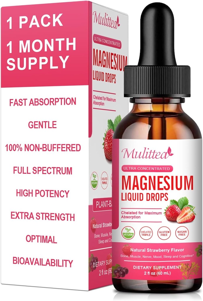 Cairan Magnesium Glycinate, Potency Magnesium Tinggi Glycinate, Citrate, Sugar Free Vegan Kompleks Non-GMO Promosi Nerv, Relaxation, Muscle, Sleep Support *