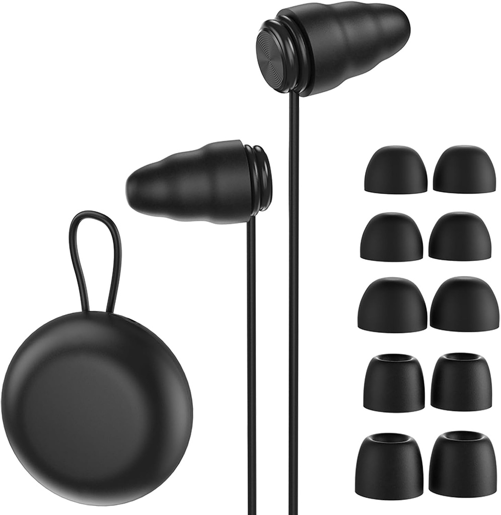 Ear Plugs for Sleeping Noise Cancelling, Bisa digunakan kembali Pendengaran Perlindungan Earplug untuk 25 dan 32db Noise Reduction, 6 Pair Eartips dalam S / M / L dengan Kasus Penyimpanan Hitam untuk Fokus, Belajar, Kerja, Konser