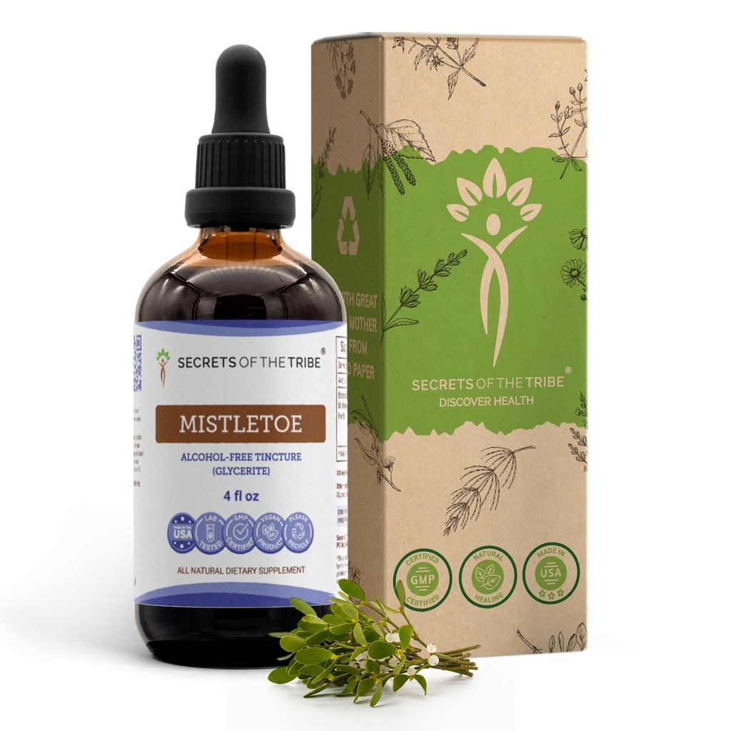 Rahasia dari Tribe Mistletoe Tincture Alcohol-Free Liquid Extract, Mistletoe (Viscum Album) Dry Herb (4 FL OZ)