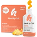 Healycell Focus & Recall, Daily Liquid Brain Suplement for Focus & Memory - Nootropics Supplement for Concentration & Allence with L- Theanine, Omega-3 & Taurine - 30 Gel Packs