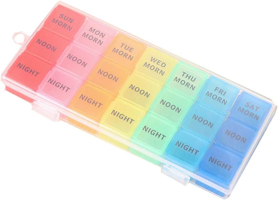 Pill Case Pill Clear Organzer Box Organizer 7 Day (3 Kali sehari) Weekly Pill Box 21 Slots Medikasi dengan Push Button for Medication Clear Container Case