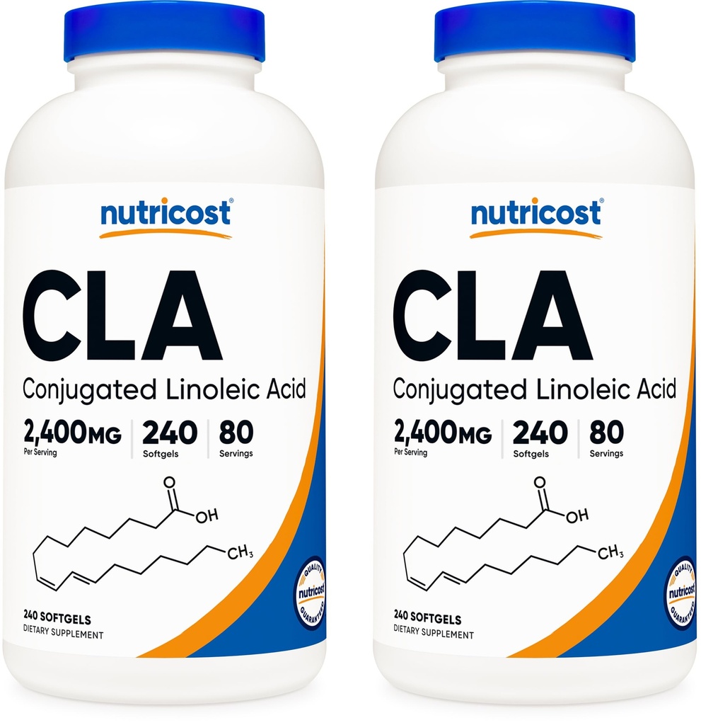 NutricLA (Conjugated Linoleic Acid) 2.400mg, 240 Softgels - Gluten Free, Non-GMO, 800mg Per Softgel (2 Botol)