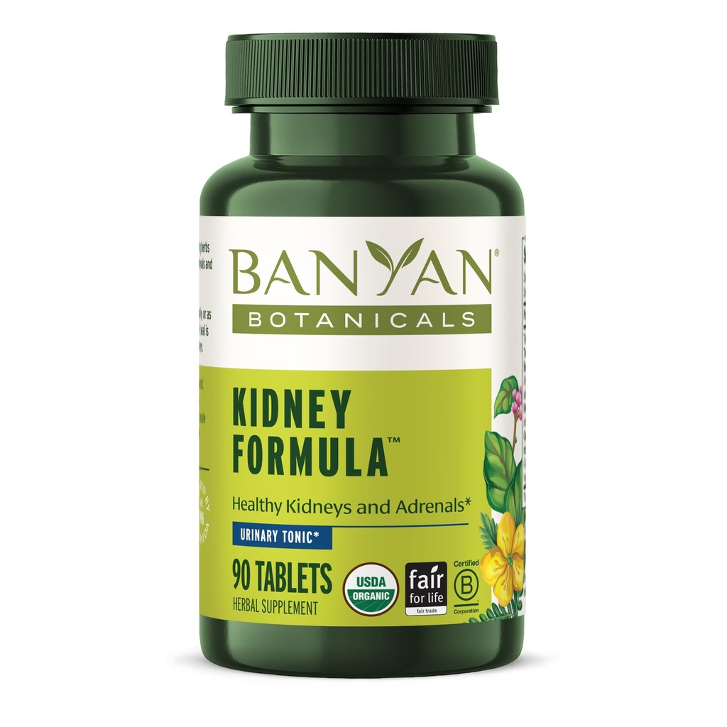 Banyan Botanicals Kidney Formula-Organic Kidney Supplement with Gokshura - Meremajakan Herbal Blend untuk mendukung keseimbangan Ginneys dan Lintasan Uriner * - 90 Tablet - Non-GMO Menyediakan Vegan