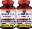 Vitalitown Magnesium Complex 2 Packs, 240 Capsules, NSF Cerdened Magnesium Glycinate, Malate, Tadrate & Citrate, Forms Serate, Absorpsi Tinggi, Bone, Heart, Sleep & Disable