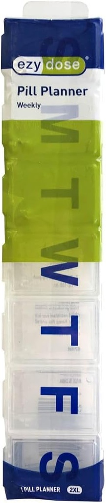 EZY DOSE Weekly (7- Day) Pill Organizer, Vitamin Case and Medicine Box, Clear Lids, 2X-Large