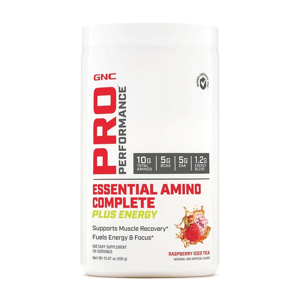 GNC Pro Performance Entimate Amino Complete Plus Energy - Raspberry Iced Tea 124; 5g BCAA, 5g EAA Plus Energy Blend and Electrolite Complex 124; 30 Servings