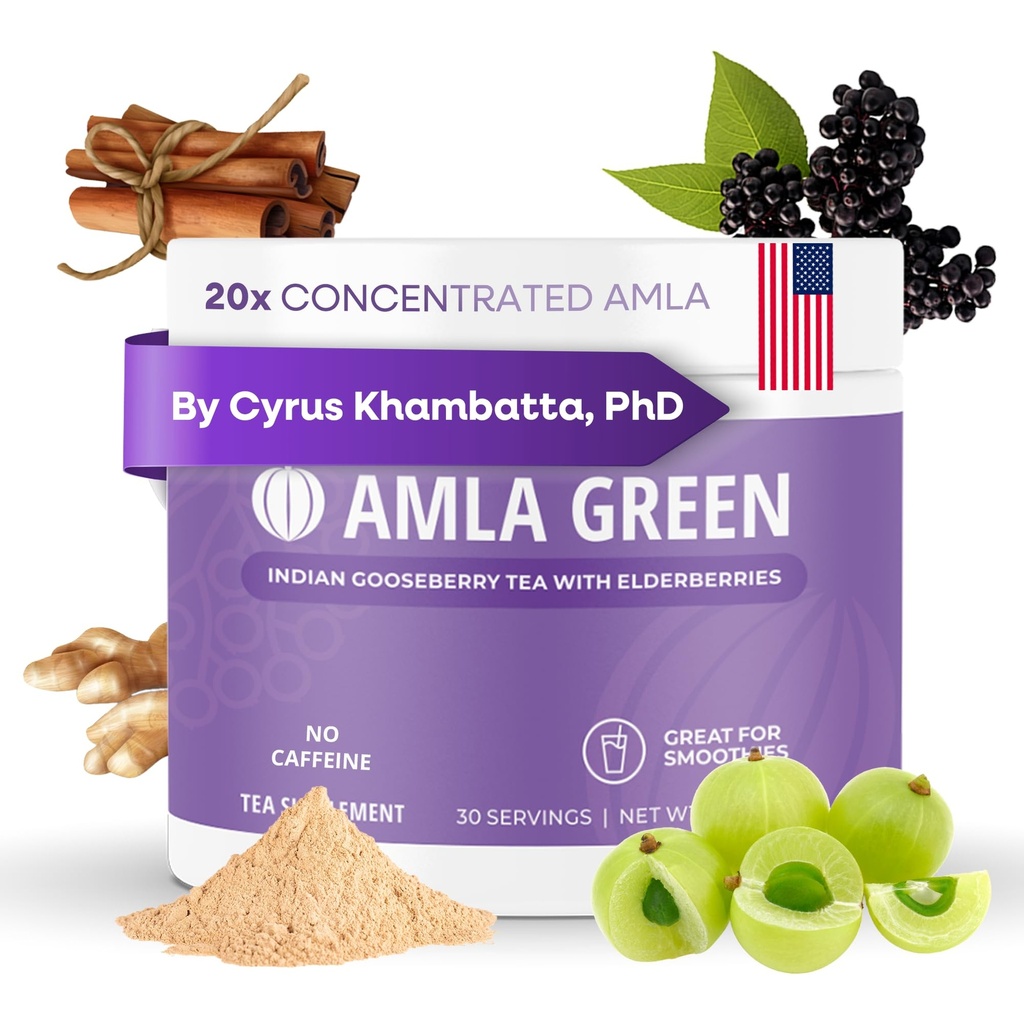 Amla Powder & Imunity Blend Superfood Suplement dengan Elderberry, 20x Ultra berkonsentrasi Amla, Dukungan Imune, Dibuat dengan Ginger, Cinnamon, Peppermint, Indian Goseberry, kekebalan, 30 Hamba