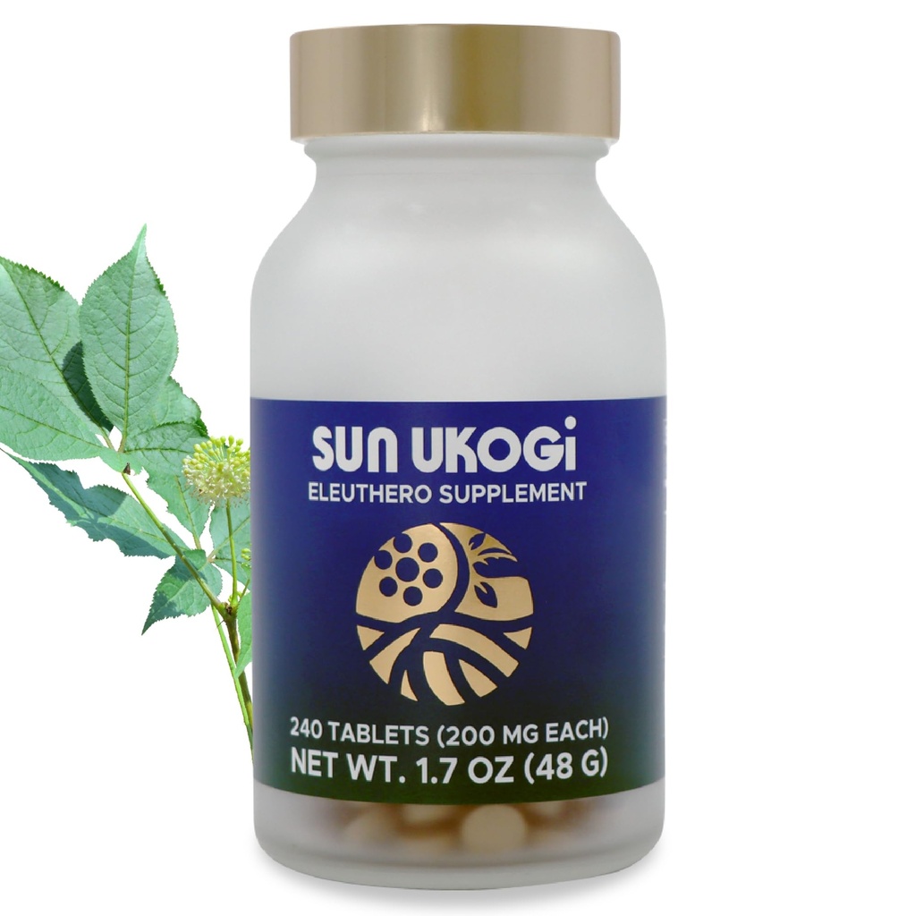 Sun Chlorella Sun Ukogi Eleuthero Root 200 mg Siberian Ginseng Suplemen - Natural Adaptogen Tablet