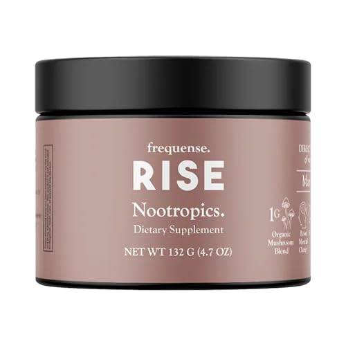 FREQUENSE - Rise Nootropic Tub - Mango Lemonade Flavor - Support Performance & Clarity - with Mushroom, B Vitamin & Green Coffee - 132g