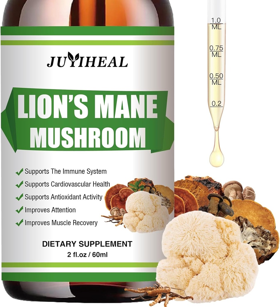Limon Mane Liquid - Dukungan Otak, Energi, Memory & Fokus - Gula & Alcohol- Free Lions Mane Suplemen - 2 Fl OZ, 2 Bulan Suppply