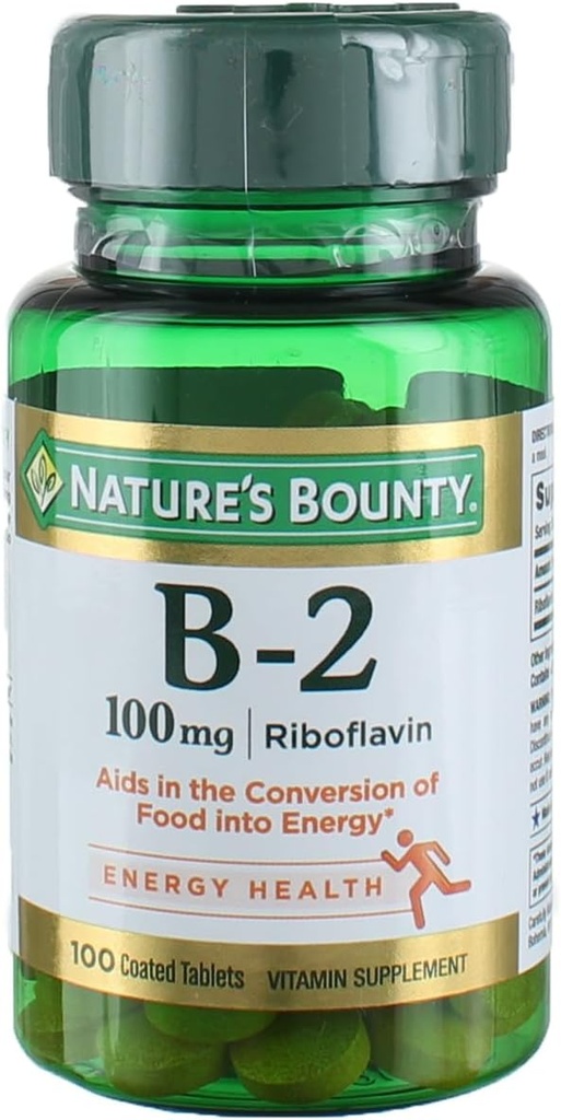 Nature 's Bounty Vitamin B2 sebagai Suplemen Riboflavin, Aids Metabolisme, 100mg, 100 Count, Paket 4