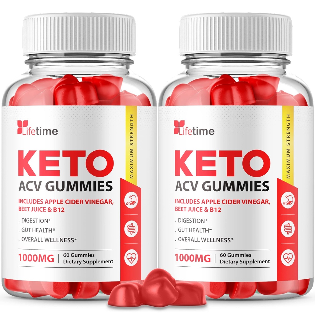 (2 Paket) Lifetime Keto Plus ACV Gummies - Formula Resmi, Vegan, Non GMO