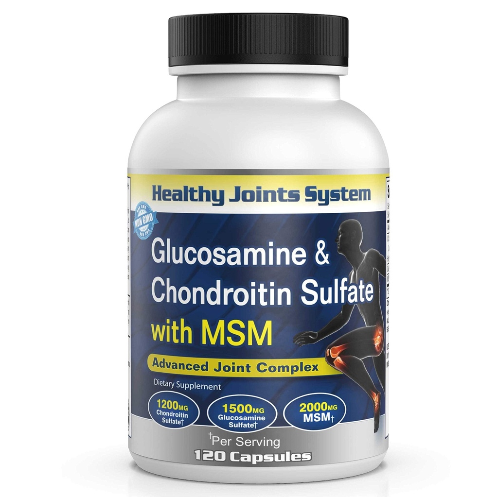 Suplemen Glucosamin Chondroitin MSM untuk Gabungan & Bone Health - 120 Capsules 124; Dukungan Gabungan & Relief Ketidaknyamanan untuk Kaki-belakang, Tangan-Tangan